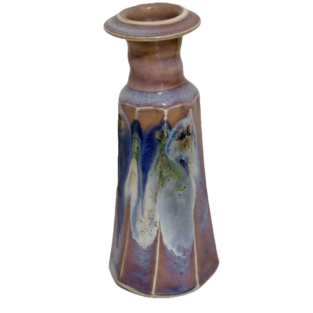 Phil Mayhew Tennessee Pottery Twisted Vase‎ Melty Glazed